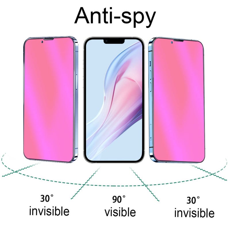 BWEDXEZ 2PCS Anti-Blue Privacy Tempered Glass Mirror Anti-Spy Screen Protector Anti-Peeping Film Compatible with iPhone 13/13 Pro,6.1 inch Electroplated Colorful - Image 2