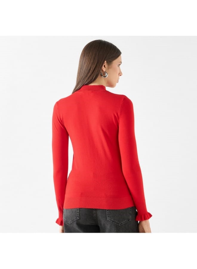 2Xtremz 2Xtremz Ribbed Funnel Neck Sweater with Long Sleeves  - Image 4