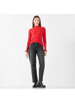 2Xtremz 2Xtremz Ribbed Funnel Neck Sweater with Long Sleeves  - Image 1