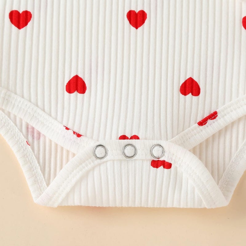 Fullfamous Newborn Infant Baby Girl Fall Winter Clothes Long Sleeve Onesie Clothing Pant Clothing Set Outfits Gifts Newborn White Heart - Image 5