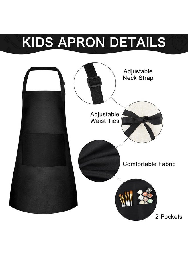 PLULON 15Pcs Kids Paint Aprons Bulk Art Painting Apron For Kids, Paint Apron Adjustable Children Chef Aprons With 2 Pockets For Girls Boys Painting Baking Cooking Crafting (Black) - Image 3