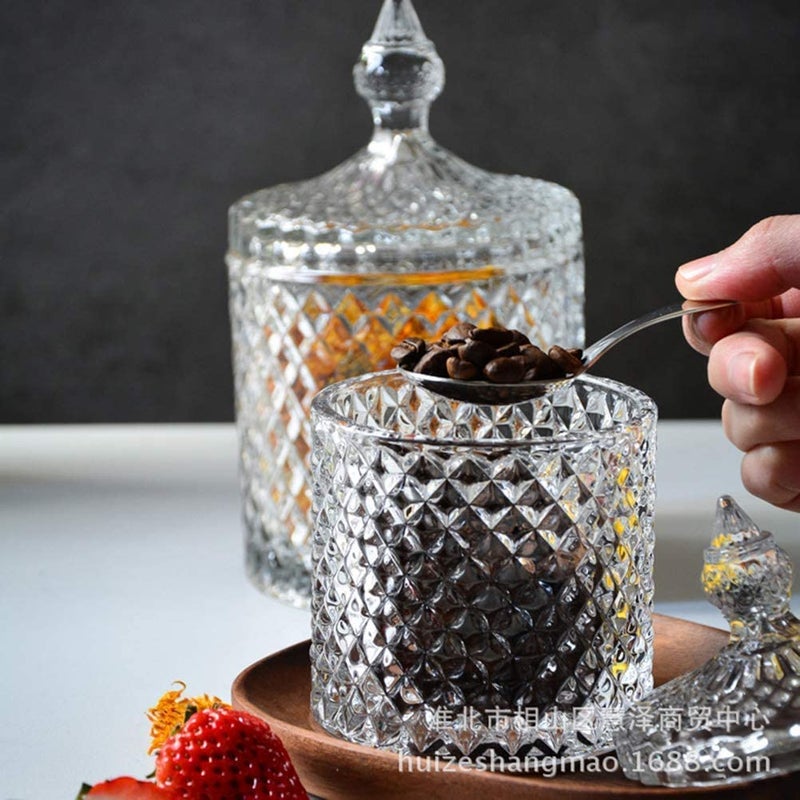 ARUZEN ARUZEN Crystal Glass Bowl with Lid Multipurpose Decorative Serving Candy Fruit Dry Fruits Snacks Pickle Dessert Lotus Shape Ideal for Gifting and Dcor Set of 1  - Image 4