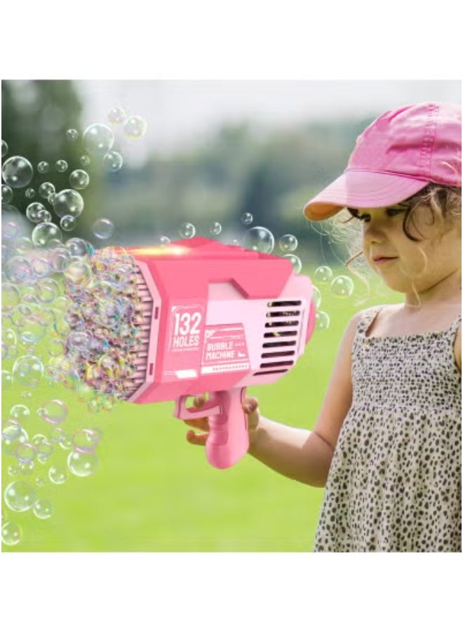 TIGER 132 Hole Bubble Machine Gun with Colorful LED Lights – Electric Automatic Bubble Blower Toy in Pink with Bubble Solution – Fun Outdoor Party Toy for Kids & Adults – Ideal for Summer, Birthdays, Eid, Easter, and Family Events – Easy to Use Bubble Launcher - Image 4