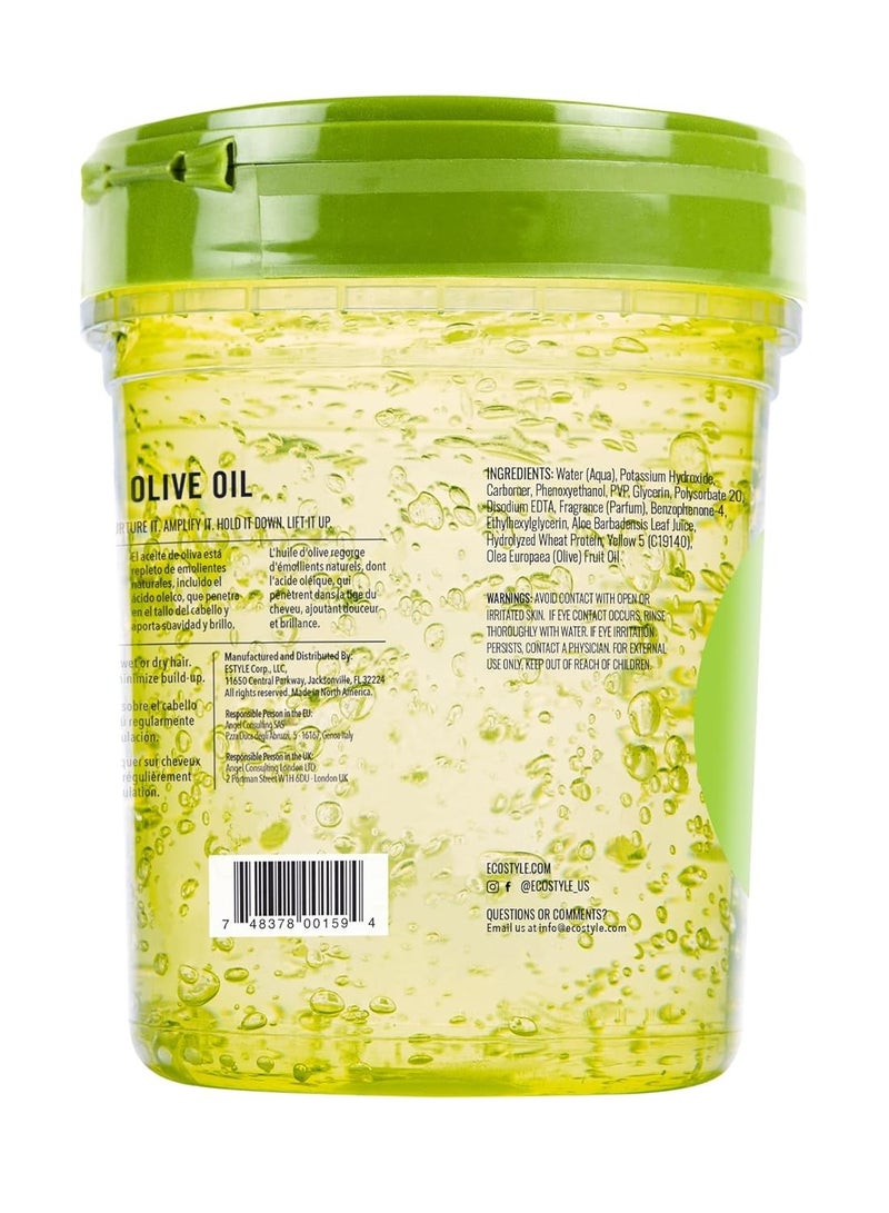 Eco Style Olive Oil Styling Gel 32oz - Max Hold Hair Gel for All Hair Types | Alcohol-Free, Moisturizing, Nourishing with Olive Oil & Protein - Image 2