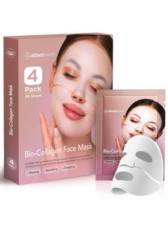 AllSett Health AllSett Health Bio Collagen Face Mask Skin Care Deep Collagen Overnight Mask 36g Mask (4 Pack) | Korean Technology Skincare Pure Collagen with Pore Minimizing Deep Hydrating Firming Hydrogel  - Image 1