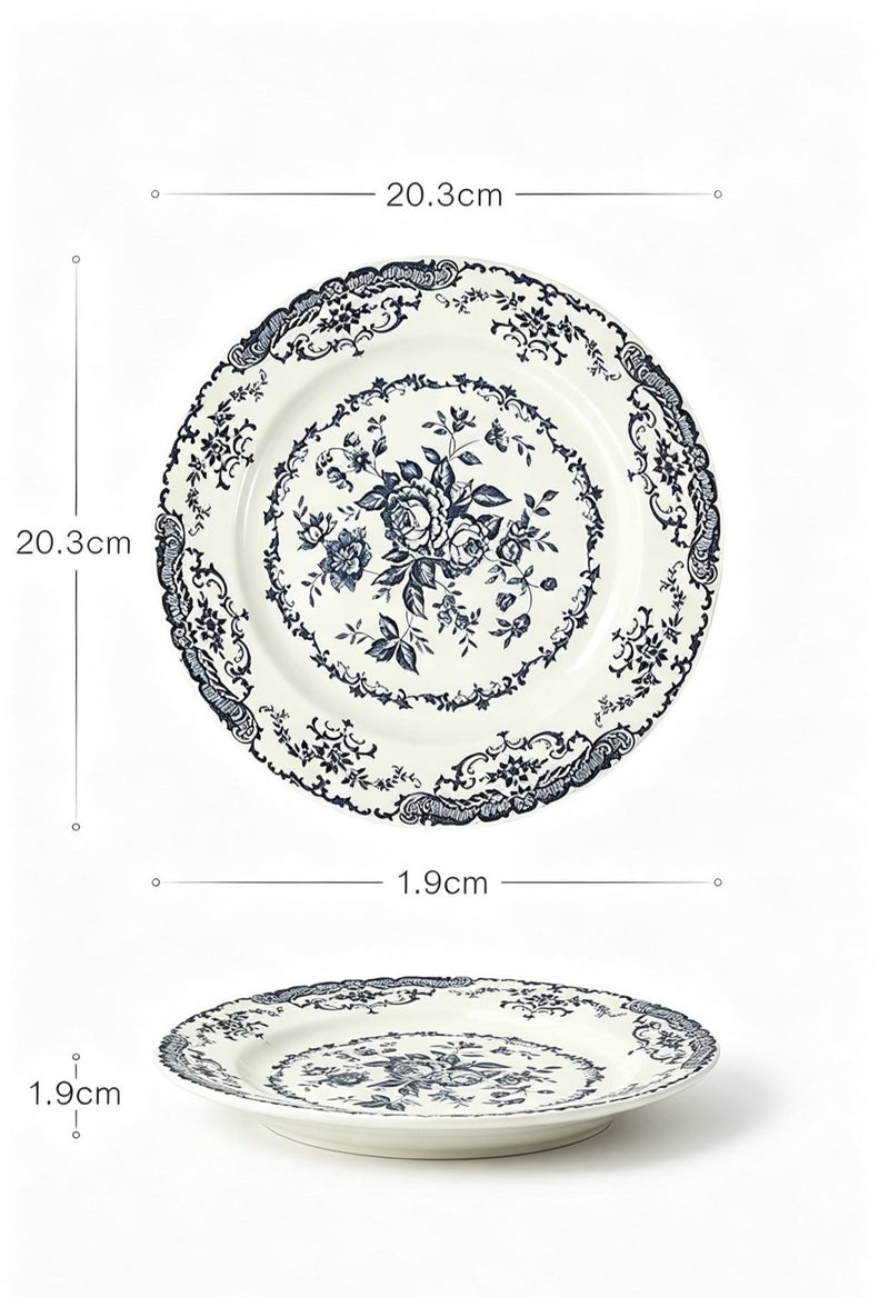 1 set of 8 Inch European style retro rose flower meal disc, lace relief plate, cake dessert disc - Image 2