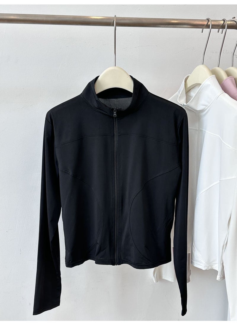 Generic Summer Ice Silk Sun Protection Breathable Jacket Women dark night black 