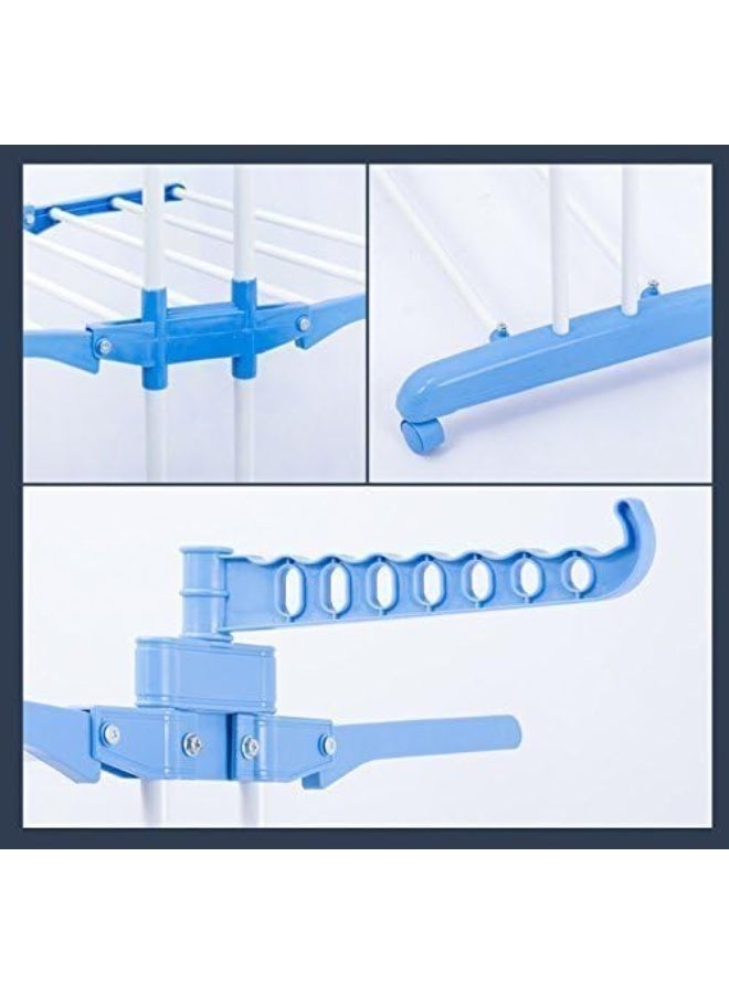 3-Tier Foldable Clothes Drying Rack with Side Wings and Built-in Wheels for Easy Mobility- h - Image 5