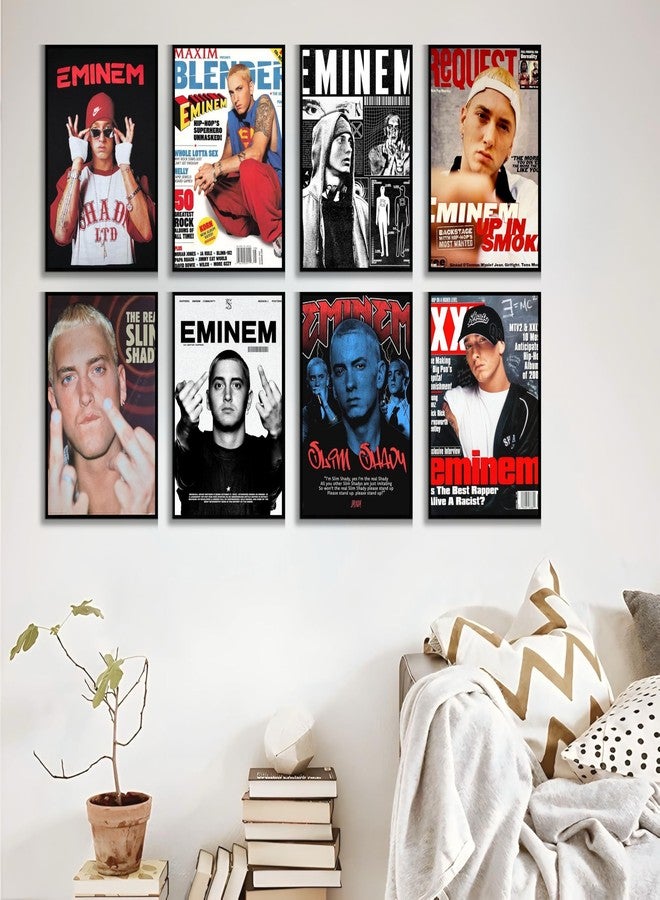 Eminem Aesthetic Music Posters Pack of 8 | A4 Size Wall Art for Bedroom, Living Room & Studio | Includes Adhesive Tape | Eminem Music Artist Poster Set - Image 4