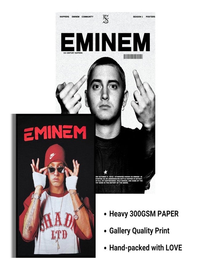 Eminem Aesthetic Music Posters Pack of 8 | A4 Size Wall Art for Bedroom, Living Room & Studio | Includes Adhesive Tape | Eminem Music Artist Poster Set - Image 2