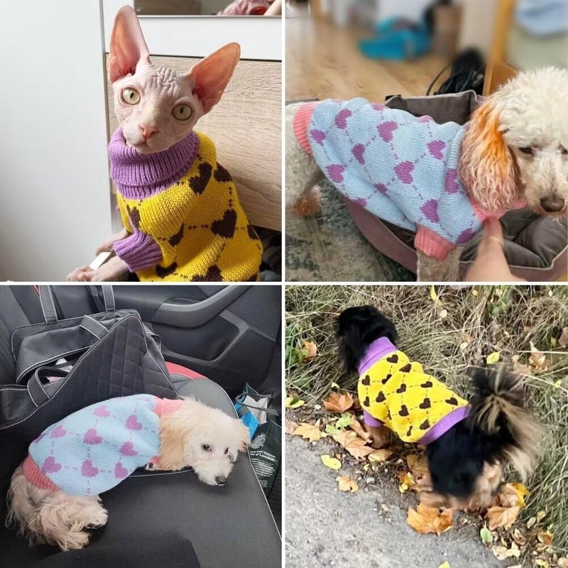 Luckam Small Dog Jumper, Warm Puppy Sweater for Small Dogs Winter Knitted Dog Pullover Soft Turtleneck Dog Clothes Vest for Pet Autumn, Winter Outfit for Welsh Corgi, Yorkshire Terrier, Chihuahua (Blue, S) - Image 3