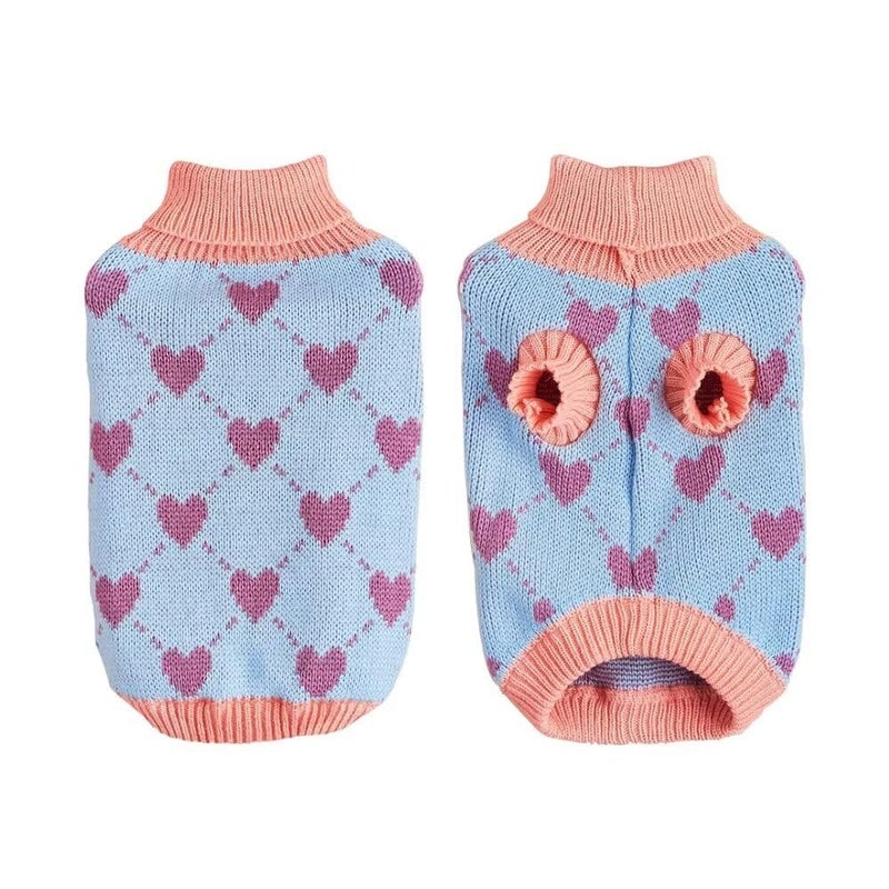 Luckam Small Dog Jumper, Warm Puppy Sweater for Small Dogs Winter Knitted Dog Pullover Soft Turtleneck Dog Clothes Vest for Pet Autumn, Winter Outfit for Welsh Corgi, Yorkshire Terrier, Chihuahua (Blue, S) - Image 5