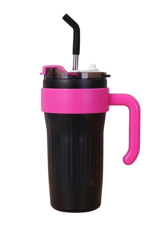 Happy Home - Thermal Mug with Handle, Lid and Straw Stainless Steel Insulated Mug Reusable Travel Coffee Mug Suitable for Home and Office 860ml - Image 1