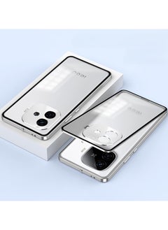 General Case Compatible Vivo iQOO Z9 Turbo (5G), Single Side Snap Case with Metal Frame and Translucent Frosted Back, Metal Drop Protection Case 