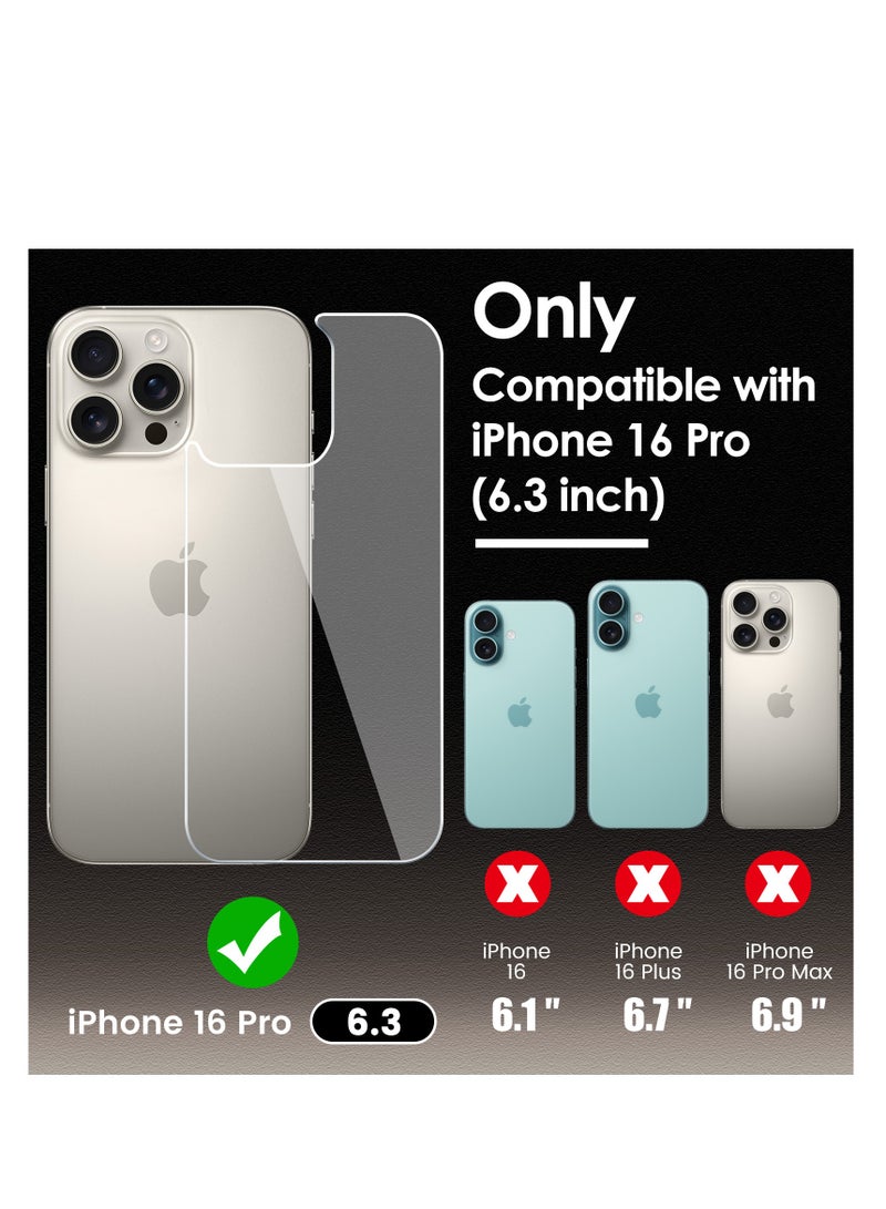 2 Pack Back Screen Protectors for iPhone 16 Pro, Bubble-Free & Scratch-Resistant Tempered Glass Back Film (6.3 inch) - Image 2