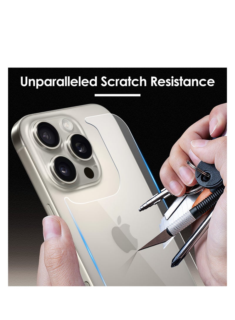2 Pack Back Screen Protectors for iPhone 16 Pro, Bubble-Free & Scratch-Resistant Tempered Glass Back Film (6.3 inch) - Image 3