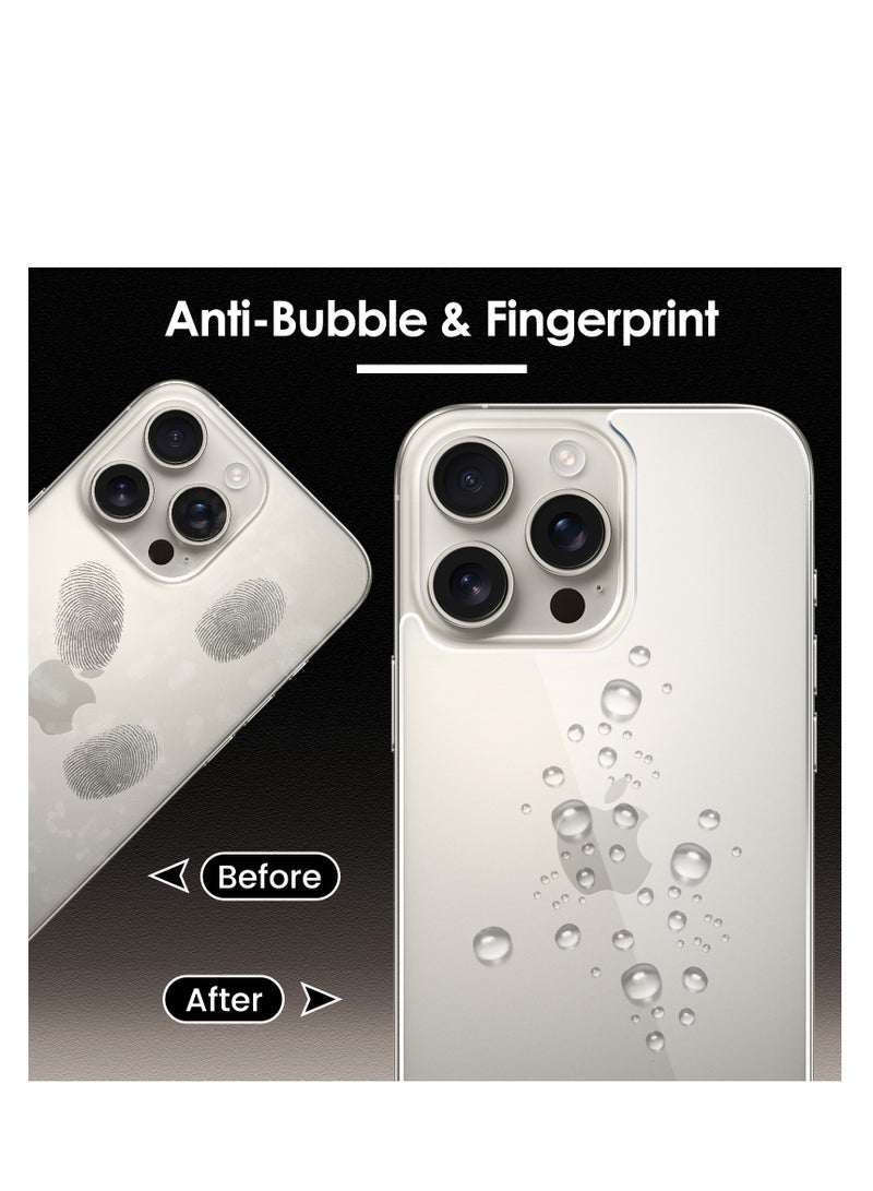 2 Pack Back Screen Protectors for iPhone 16 Pro, Bubble-Free & Scratch-Resistant Tempered Glass Back Film (6.3 inch) - Image 4