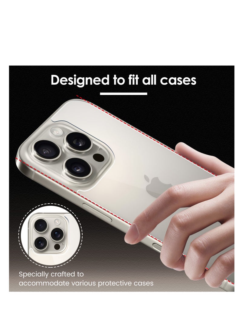 2 Pack Back Screen Protectors for iPhone 16 Pro, Bubble-Free & Scratch-Resistant Tempered Glass Back Film (6.3 inch) - Image 5