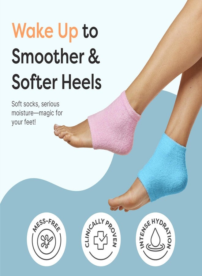 ZenToes Moisturizing Fuzzy Sleep Socks with Vitamin E, Olive Oil and Jojoba Seed Oil to Soften and Hydrate Dry Cracked Heels (Regular, Blue and Pink) - Image 2