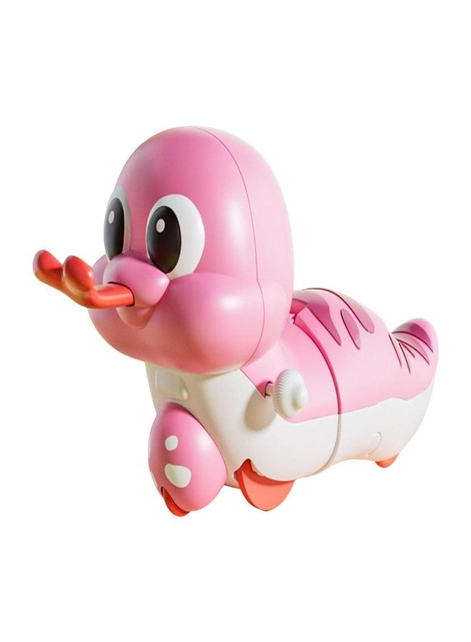 Claudelle Cute Wind up Duck Toy for Kids Manual Clockwork Walking Duck Colorful Cartoon Animal Toy for Toddlers and Children (Duck Toy_Pink) - Image 1