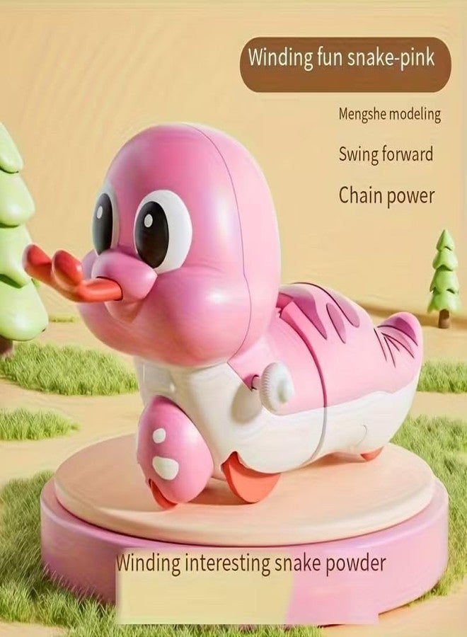 Claudelle Cute Wind up Duck Toy for Kids Manual Clockwork Walking Duck Colorful Cartoon Animal Toy for Toddlers and Children (Duck Toy_Pink) - Image 5