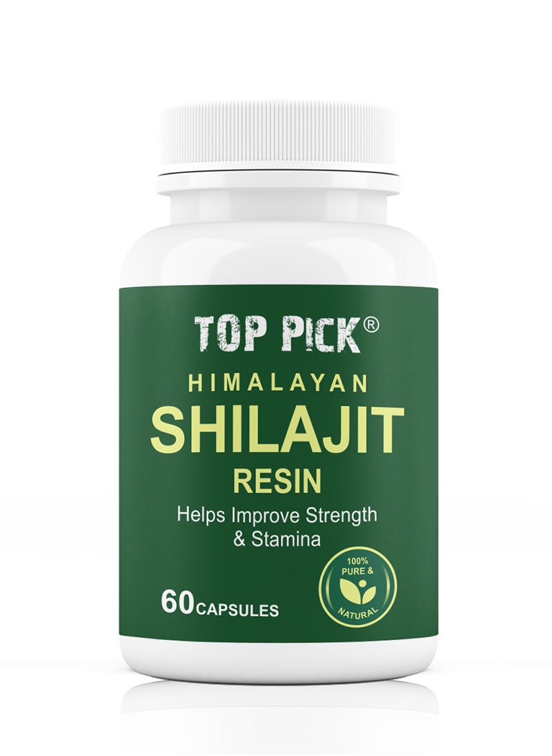 Top Pick 100% Natural Himalayan Shilajit Resin, Helps Improve Strength & Stamina, 60 Capsules 