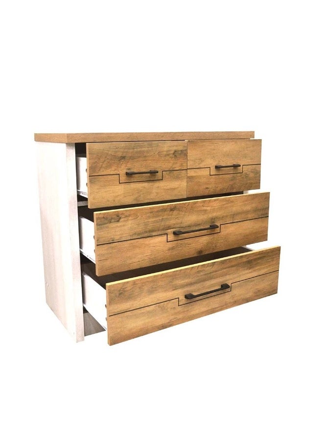 DANUBE HOME Swann 3 Drawers Young Dresser Dresser For Bedroom Chest Of Drawers Storage Organizer Unit For Living Room Entryway Hallway Nursery Kids Room - Summer Oak+Pearl White  - Image 2