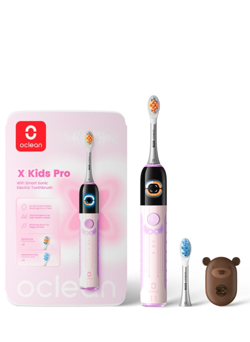 أوكلين فرشاة أوكلين للأطفال X Kids – تنظيف سونيك لطيف للأطفال – شاشة تفاعلية تعليمية – وردي - Image 1