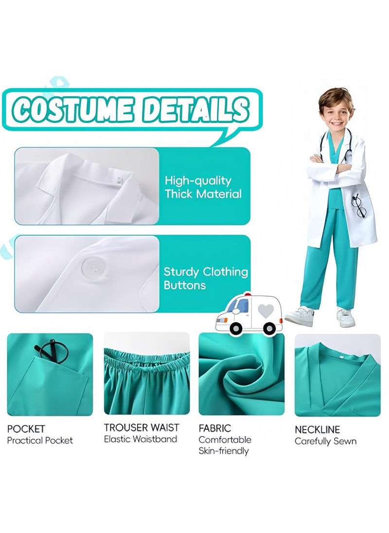 Dominy Doctor Costume for Kids,Children's doctor experimental costume set, male and female children's laboratory costumes, and doctor scientist cosplay costumes suitable for children aged 3-12  - Image 2