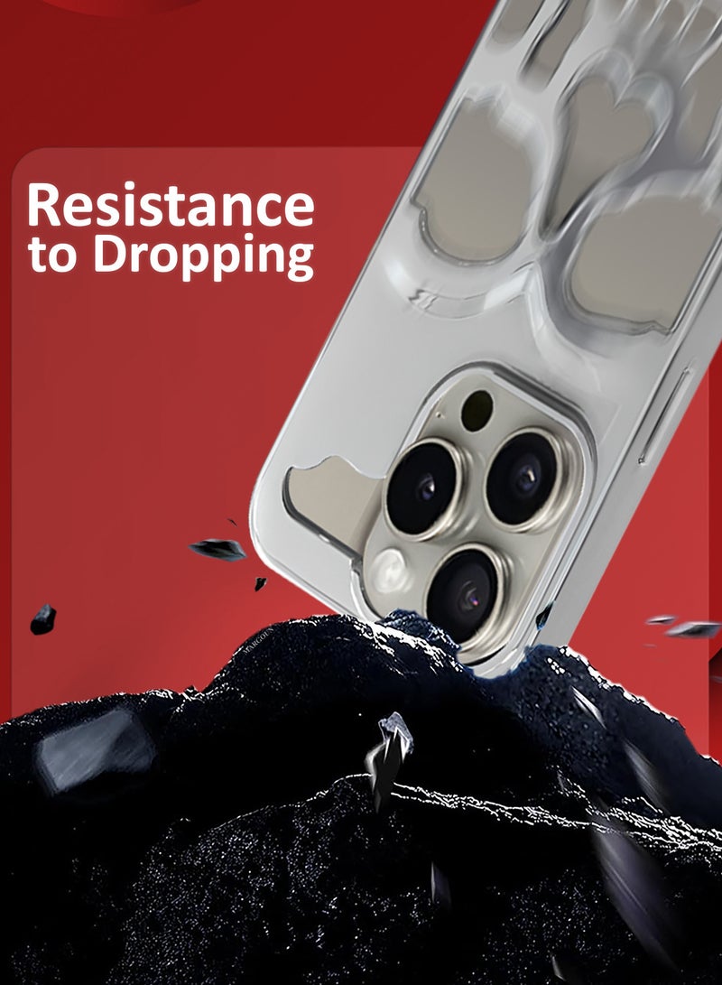 CATANES iPhone 15 Pro Max 3Packs Skull Case Cover Soft TPU and Glossy with Two 3D Shockproof Screen Protector - Silver - Image 3