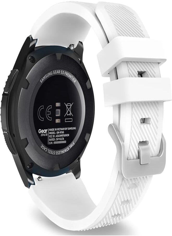 MoKo - MoKo Band Compatible with Samsung Galaxy Watch 3 45mm/Gear S3 Frontier/Classic/Galaxy Watch 46mm/Huawei Watch GT2 Pro/GT 46mm/GT2 46mm/Ticwatch Pro 3, Silicone Strap Fit 22mm Band, White - Image 1