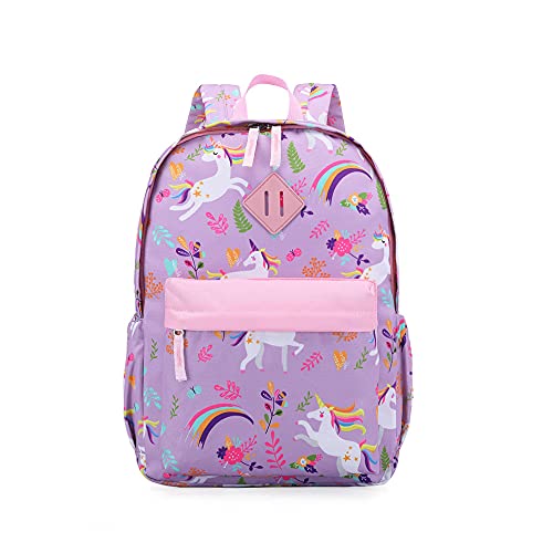 KK CRAFTS Preschool Backpack Kindergarten Little Kids Toddler Elementary School Backpacks for Boys and Girls with Chest Strap(15Inch, Purple Unicorn) - Image 1