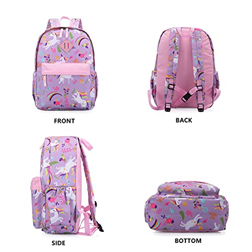 KK CRAFTS Preschool Backpack Kindergarten Little Kids Toddler Elementary School Backpacks for Boys and Girls with Chest Strap(15Inch, Purple Unicorn) - Image 2