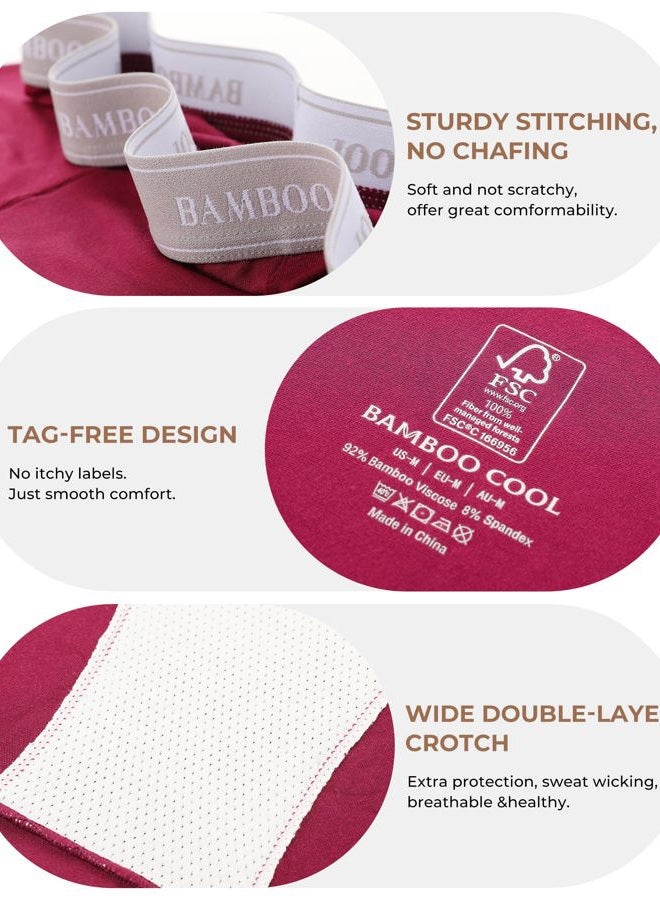 BAMBOO COOL Womens Boxer Briefs Boy Shorts Underwear Soft Stretch Panties for Women, 5-Pack XXL - Image 4