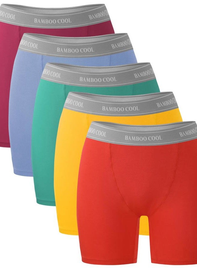 BAMBOO COOL Womens Boxer Briefs Boy Shorts Underwear Soft Stretch Panties for Women, 5-Pack XXL - Image 1