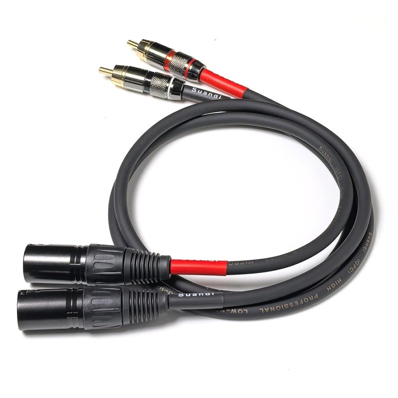 Suanqi WJSTN RCA to XLR Cable, XLR Male to RCA Male Cable, HiFi Audio Cable, 4N OFC 20AWG Shielded Twisted Pair Oxygen-Free Copper Braid Conductors, 2Pack (2Feet) - Image 3