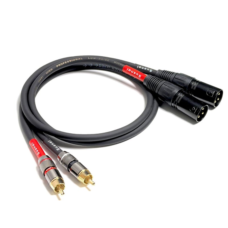 Suanqi WJSTN RCA to XLR Cable, XLR Male to RCA Male Cable, HiFi Audio Cable, 4N OFC 20AWG Shielded Twisted Pair Oxygen-Free Copper Braid Conductors, 2Pack (2Feet) - Image 1