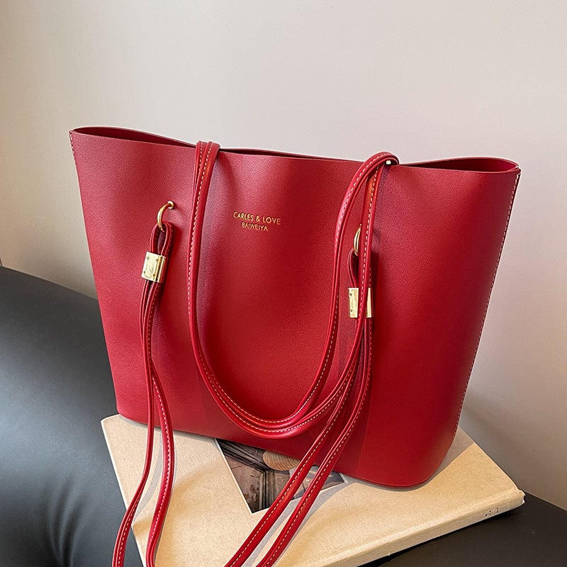 Red Bag Women'S High-End Sense Shoulder Large Capacity Wedding Bag Popular Tote Bag Wedding Bride Bag - Image 3
