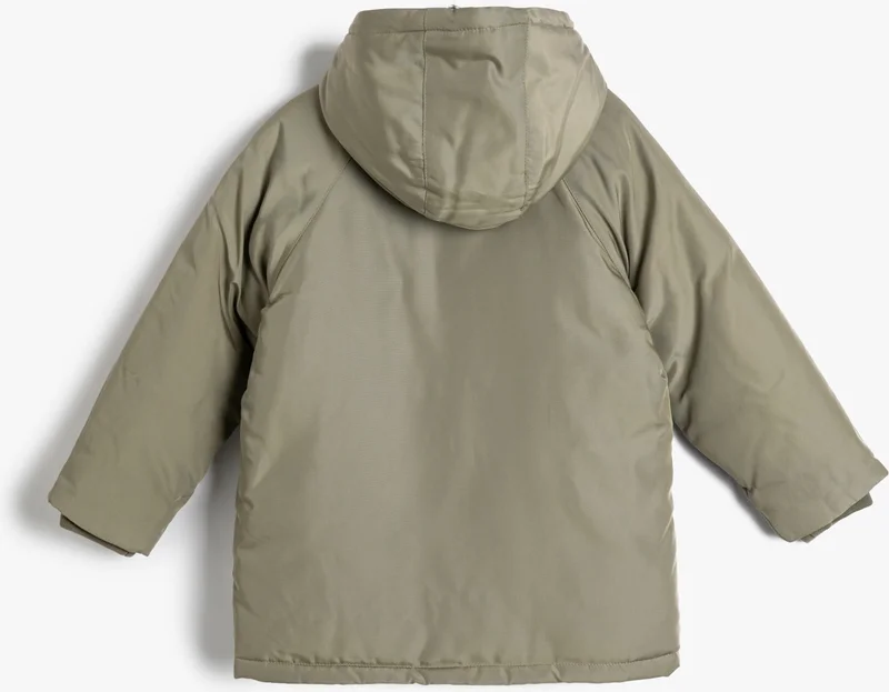 KOTON Hooded Puffer Coat with Wind Flap and Pocket Detail