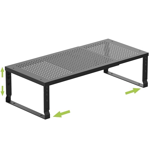 Jojocross Expandable Cabinet Shelf Organizer, Storage Spice Rack, Stackable Adjustable Shelves for Kitchen, Pantry, Cupboard, Bathroom, Countertop, Desktop - 1 Pack, Black, Medium with Hole - Image 1