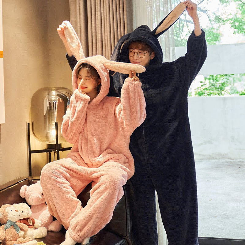 Coral Fleece Couple New Style Sleepwear Women'S Thick Fleece Flannel Men'S Winter Home Clothes - Image 3