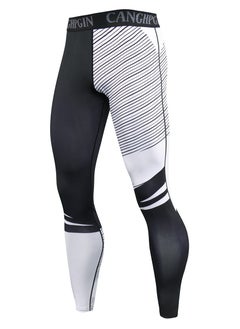 CANGHPGIN Men Quick Dry Breathable Sports Pant Black/White  - Image 1