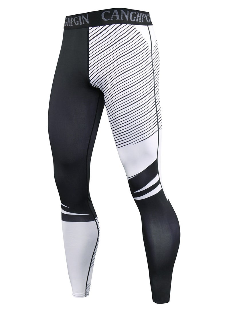 CANGHPGIN Men Quick Dry Breathable Sports Pant Black/White  - Image 1