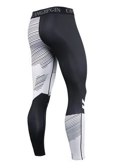 CANGHPGIN Men Quick Dry Breathable Sports Pant Black/White  - Image 2