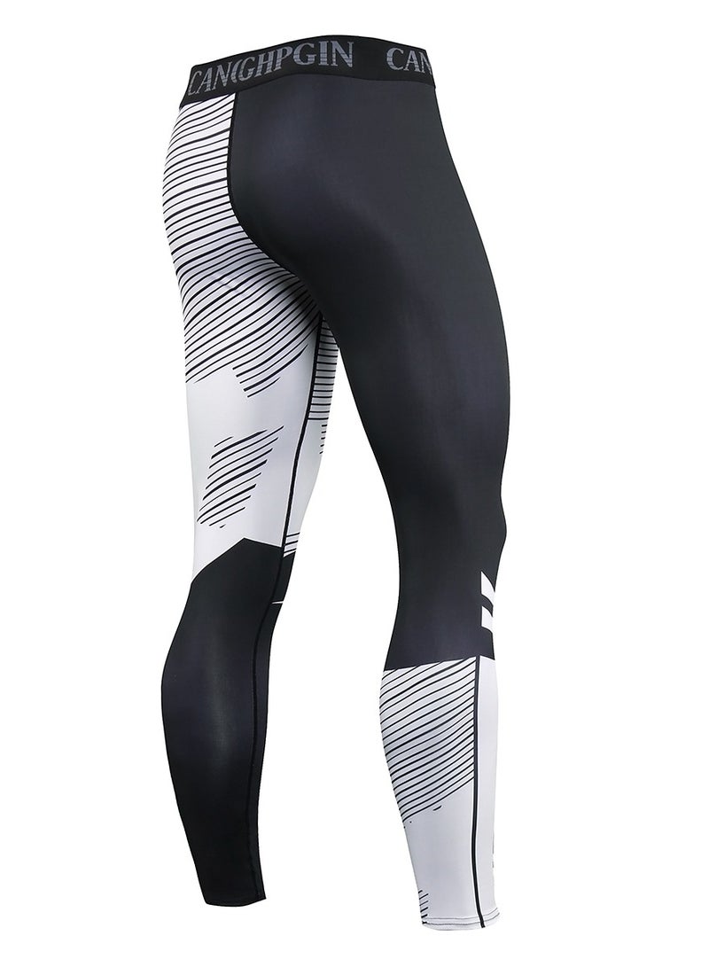 CANGHPGIN Men Quick Dry Breathable Sports Pant Black/White  - Image 2