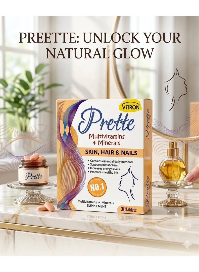 Vitron بريتي فيتامينات متعددة للبشرة والشعر والأظافر 30 قرصًا - Image 2