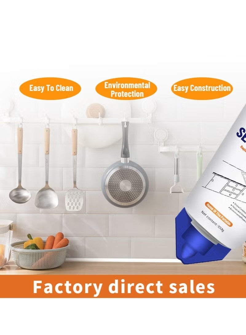 اشيلي 2pcs وكيل الخياطة -Water مضغط أنبوب اللاصق كولك الختم الغراء الختم سهل التطبيق للاستخدام المنزلي في الأماكن الداخلية المطبخ حوض الحمام حوض المرحاض حافة البلاط السيراميكي الأبيض - Image 5