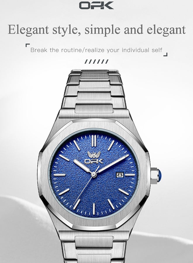 OPK Men's Octagonal Steel Band Men's Watch Form Calendar Luminous Quartz Watch 6046 - Image 2