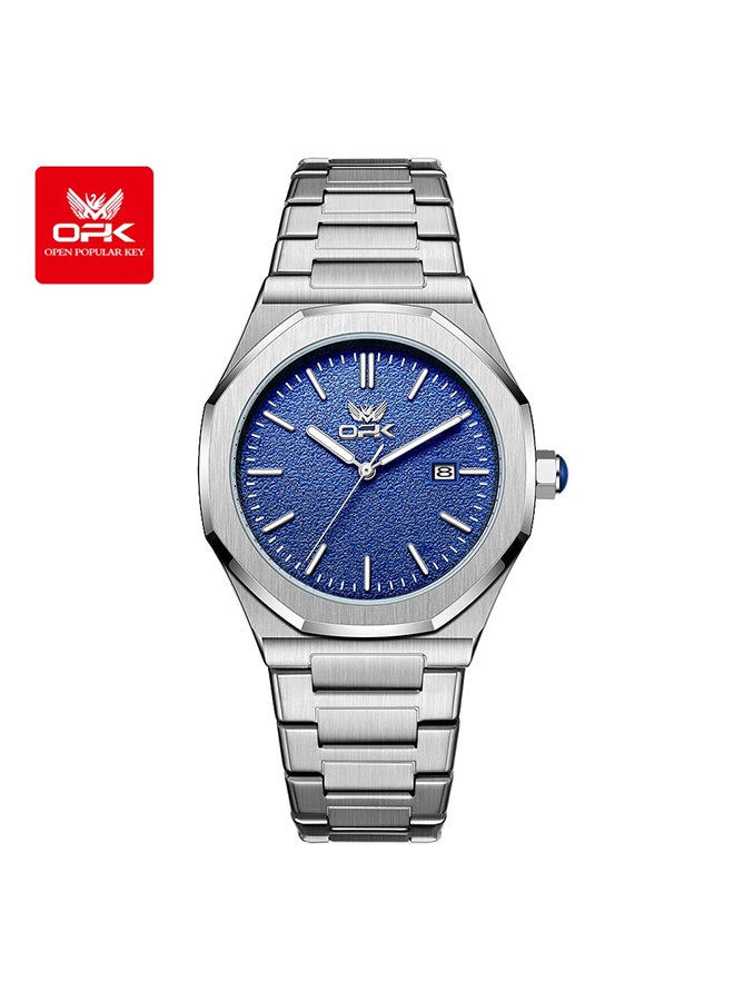 OPK Men's Octagonal Steel Band Men's Watch Form Calendar Luminous Quartz Watch 6046 - Image 1