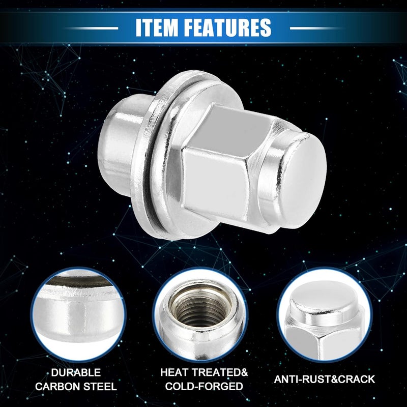 10 قطع صواميل عجلات متوافقة لجاغوار XF XJ XE، صواميل عجلات متينة من الفولاذ الكربوني بمقاس M12 × 1.5 بلون فضي - Image 4